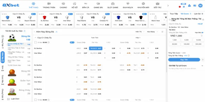 Cá cược thể thao 8Xbet - Hướng dẫn tham gia thắng lớn Hướng dẫn cách thức tham gia cá cược thể thao tại 8Xbet